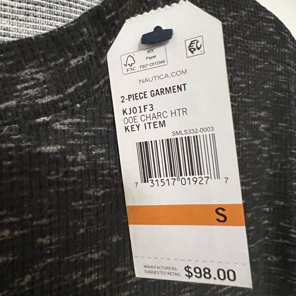 B10 NWT Nautica Pants Set Men's 2-Pc. Waffle-Knit T-Shirt & Pajama Size S. - Picture 6 of 8